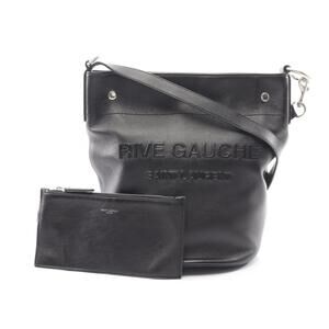 Saint Laurent Paris RIVE GAUCHE Bucket Shoulder Bag Leather Black